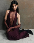 AMARYLLIS MAXI DRESS IN MAROON JERSEY & LACE