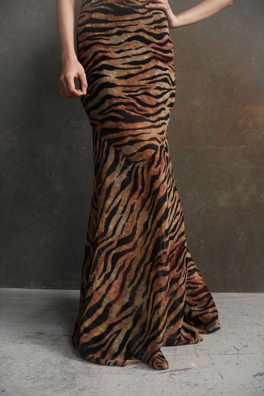 BOUGAINVILLEA MAXI DRESS IN SALVAJE ANIMAL PRINT CHIFFON