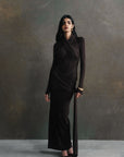 BALLAD MAXI DRESS IN CHOCOLATE BROWN JERSEY