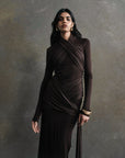 BALLAD MAXI DRESS IN CHOCOLATE BROWN JERSEY