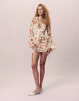 LORENA MINI DRESS IN IVORY & RED FLOR DE AMOR