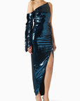 UPTOWN MIDI DRESS IN PETROL SEQUIN