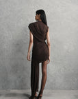 RAVENNA MINI DRESS IN CHOCOLATE BROWN JERSEY