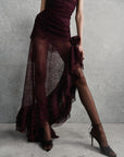 AUSTERE MAXI DRESS IN MAROON LACE