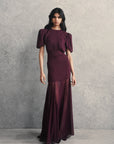 AGUA MAXI DRESS IN MAROON CRINKLE CHIFFON