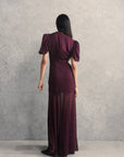 AGUA MAXI DRESS IN MAROON CRINKLE CHIFFON