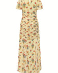 AMANDINE MAXI DRESS IN  YELLOW VERSAILLES GARDEN CHIFFON