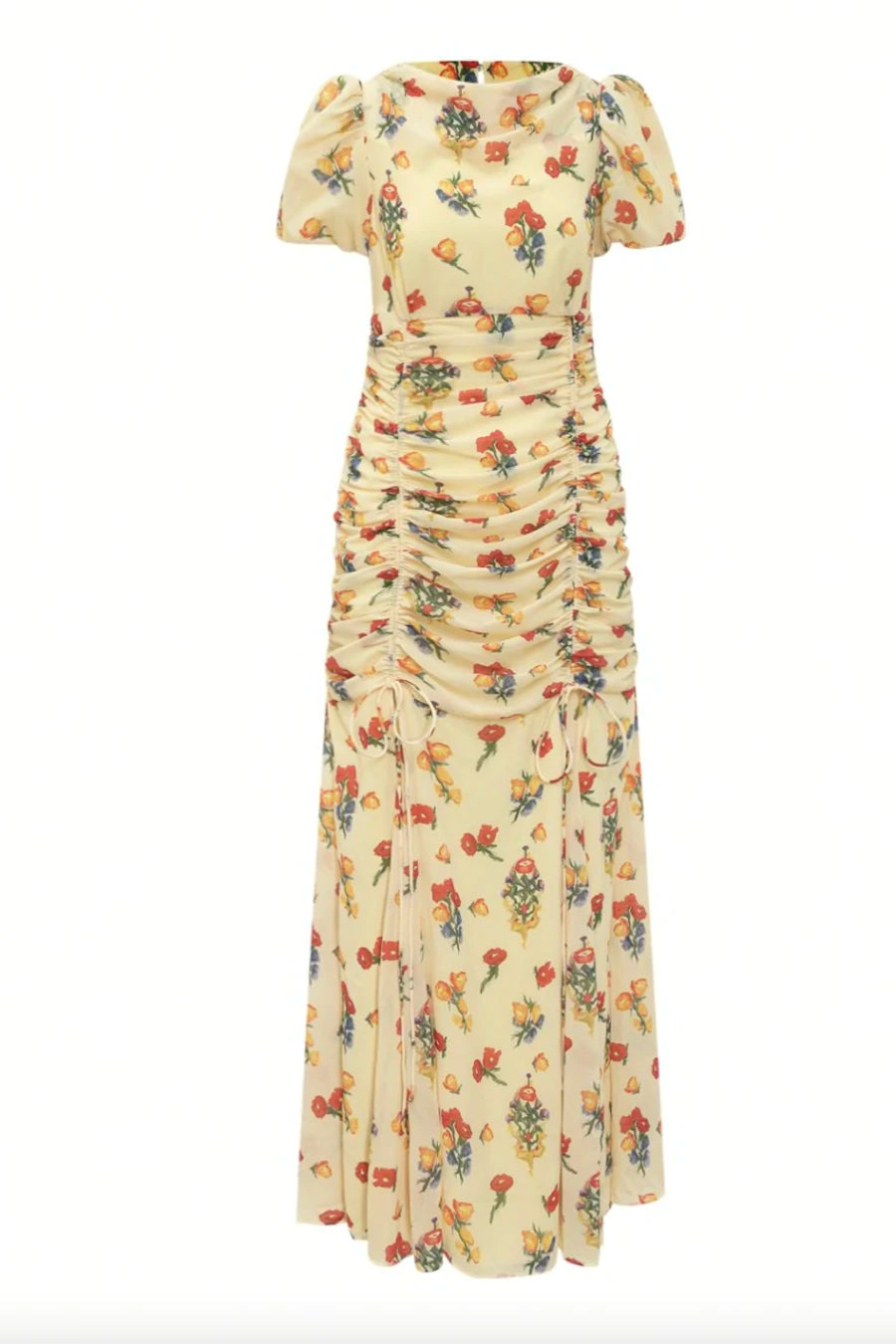 AMANDINE MAXI DRESS IN  YELLOW VERSAILLES GARDEN CHIFFON