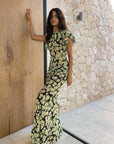 Bougainvillea Maxi Dress In Black Art Deco Floral