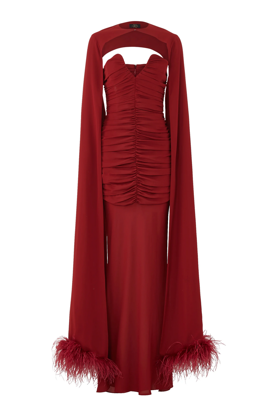 DARLING CAPE MAXI DRESS IN CLARET CHIFFON