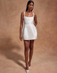 LOLA MINI DRESS IN IVORY SATIN TWILL