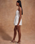 LOLA MINI DRESS IN IVORY SATIN TWILL