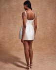 LOLA MINI DRESS IN IVORY SATIN TWILL