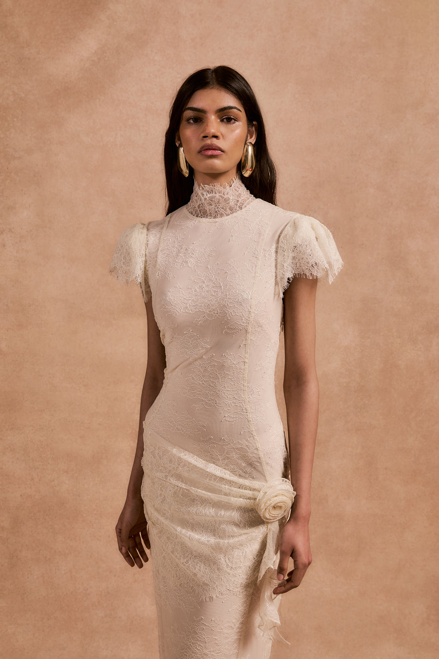 SILENTIUM MAXI DRESS IN IVORY LACE