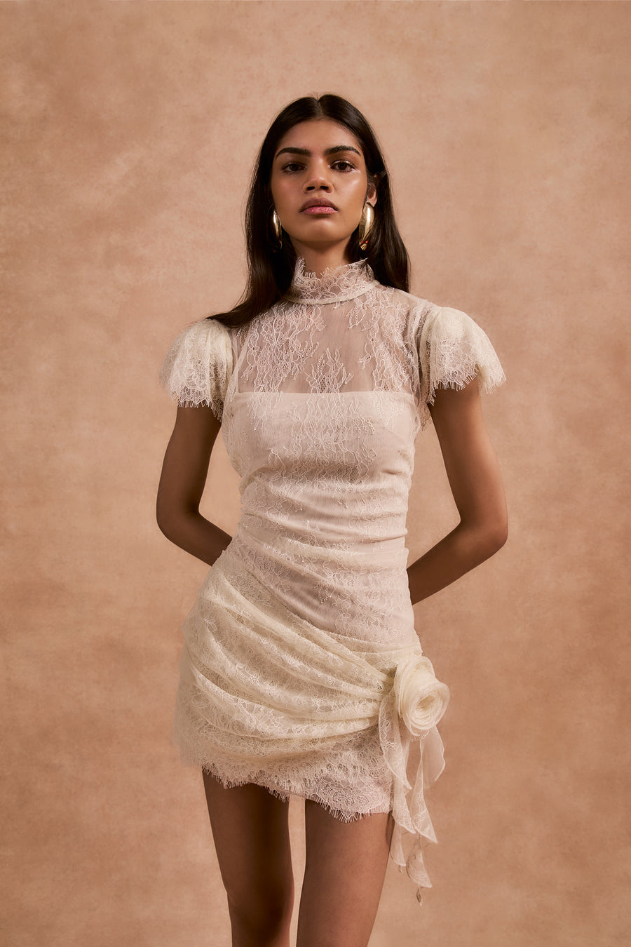 SILENTIUM MINI DRESS IN IVORY LACE