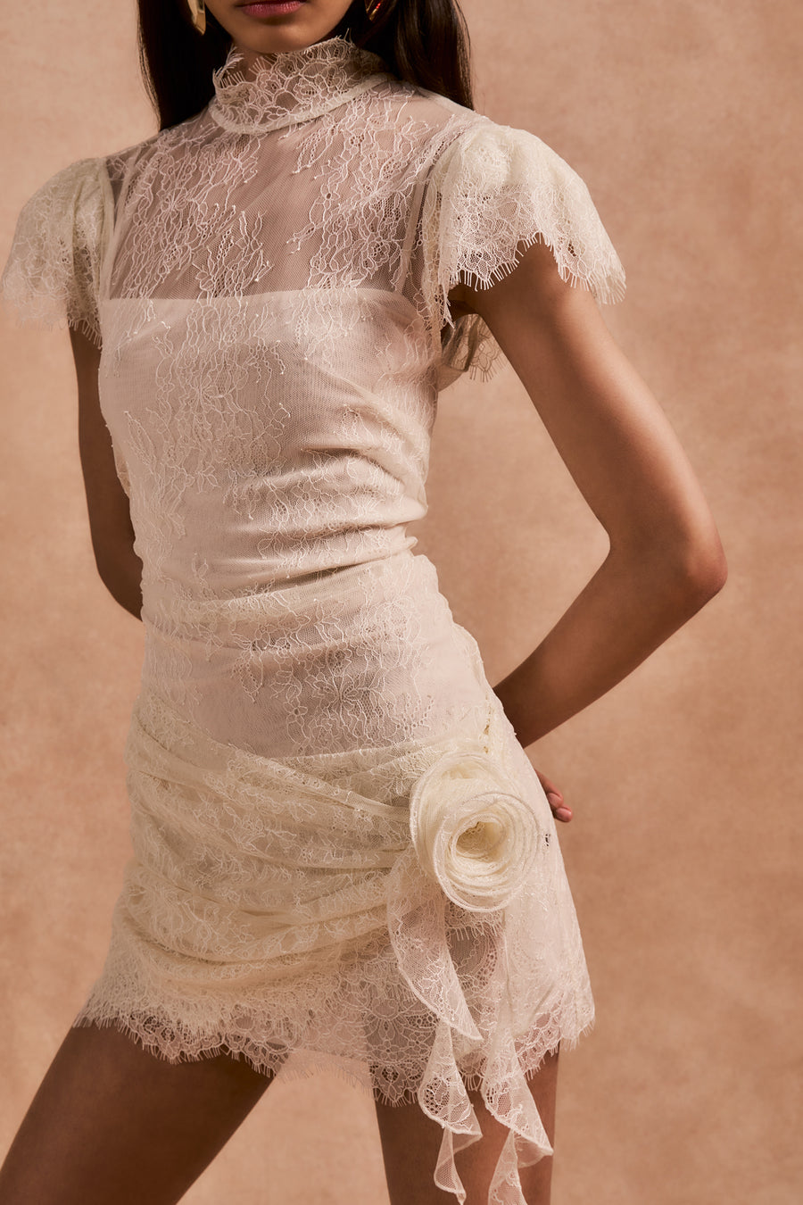 SILENTIUM MINI DRESS IN IVORY LACE