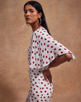 PALOMA MAXI DRESS IN IVORY RED POLKA DOT CDC