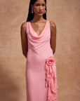 VIAJE MAXI DRESS IN BALLET PINK SILK CHIFFON