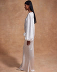 VIVIR MAXI DRESS IN OPTIC IVORY HAMMERED SATIN