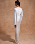 VIVIR MAXI DRESS IN OPTIC IVORY HAMMERED SATIN