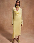 CRISTOBAL MIDI DRESS IN SHERBET YELLOW CHIFFON