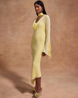 CRISTOBAL MIDI DRESS IN SHERBET YELLOW CHIFFON