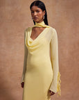 CRISTOBAL MIDI DRESS IN SHERBET YELLOW CHIFFON