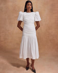 MENCIA MIDI DRESS IN WHITE COTTON