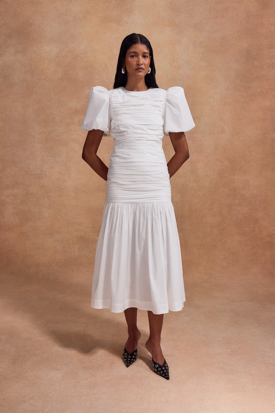 MENCIA MIDI DRESS IN WHITE COTTON