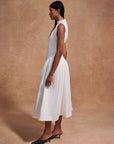 LUSIVA MIDI DRESS IN WHITE COTTON