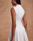 LUSIVA MIDI DRESS IN WHITE COTTON