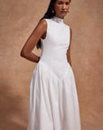 LUSIVA MIDI DRESS IN WHITE COTTON