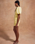 MENCIA MINI DRESS IN SHERBET YELLOW COTTON