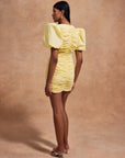 MENCIA MINI DRESS IN SHERBET YELLOW COTTON