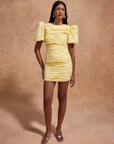 MENCIA MINI DRESS IN SHERBET YELLOW COTTON