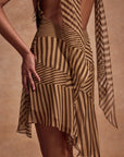 ELEVAR MINI DRESS IN VIVID STRIPE SILK CHIFFON