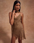 ELEVAR MINI DRESS IN VIVID STRIPE SILK CHIFFON