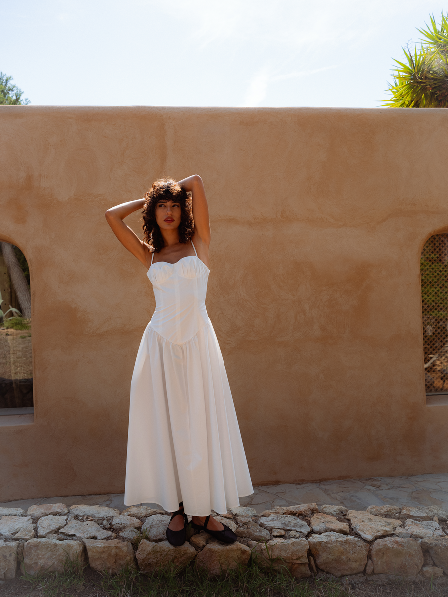 BESITO MIDI DRESS IN WHITE COTTON