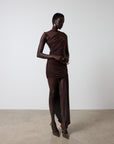 RAVENNA MINI DRESS IN CHOCOLATE BROWN JERSEY