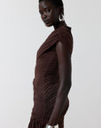 RAVENNA MINI DRESS IN CHOCOLATE BROWN JERSEY