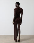 RAVENNA MINI DRESS IN CHOCOLATE BROWN JERSEY