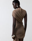 RAVENNA MINI IN TAUPE SPANDEX JERSEY