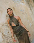 CAIRO MAXI DRESS IN BASILISK BEIGE JERSEY