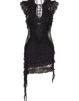 Goliath Lace Insert Mini Dress in Black Chiffon