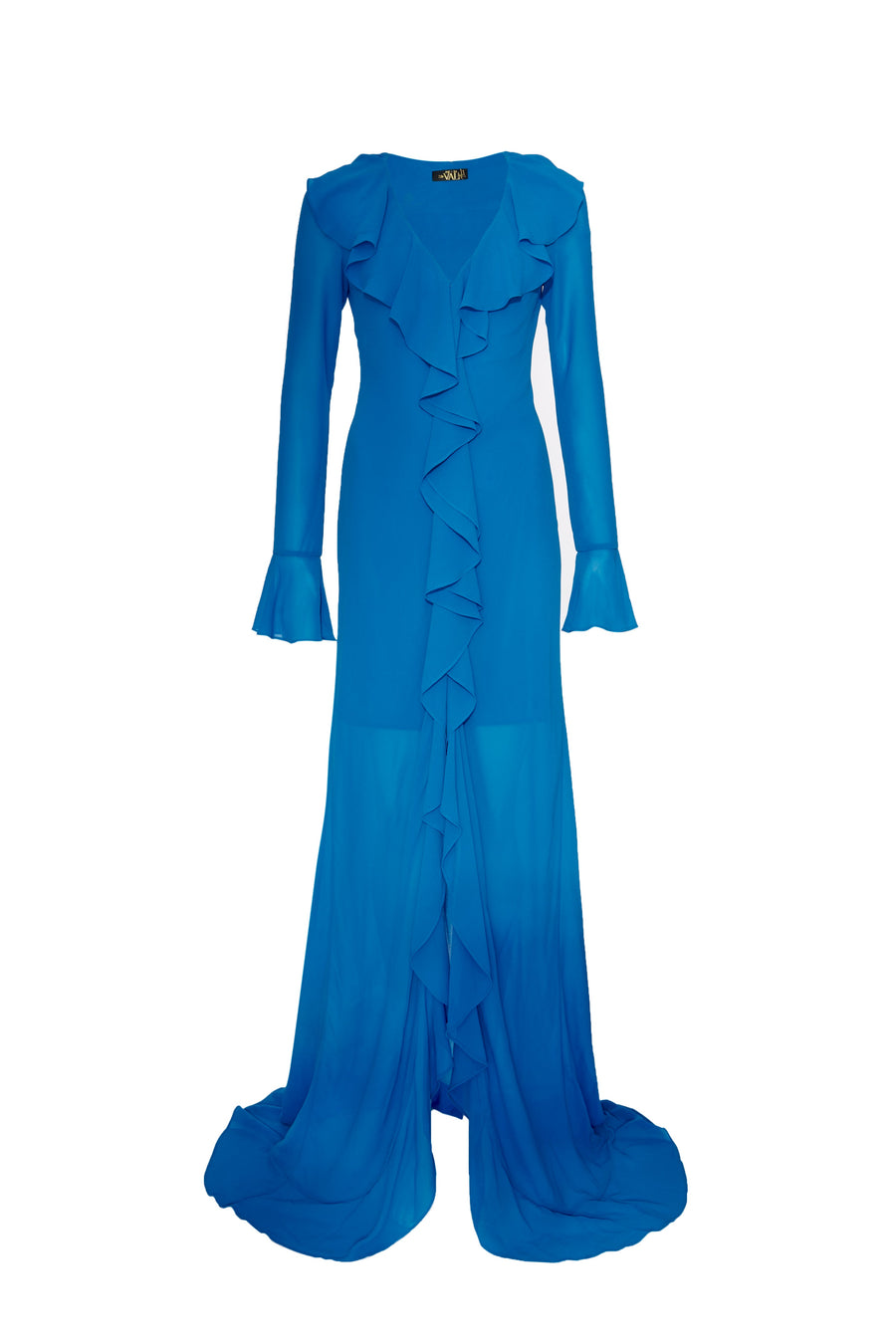 TANGERINE MAXI DRESS IN BLUE CHIFFON - De La Vali