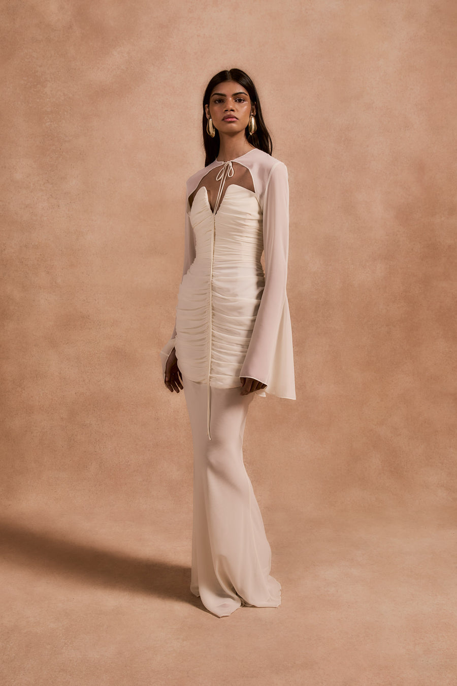 LORENA MAXI DRESS IN IVORY CHIFFON