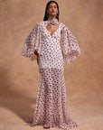 KATJA MAXI DRESS IN IVORY RED POLKA DOT SILK CHIFFON