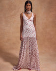 KATJA MAXI DRESS IN IVORY RED POLKA DOT SILK CHIFFON