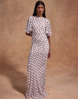 PALOMA MAXI DRESS IN IVORY RED POLKA DOT CDC