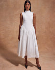 LUSIVA MIDI DRESS IN WHITE COTTON